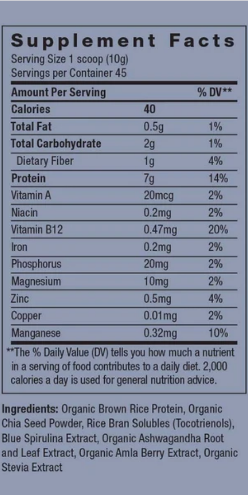 Moon  Juice Blue Beauty Adaptogenic Protein Supplement Facts