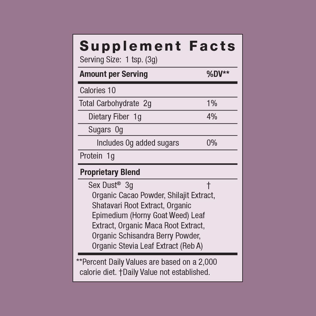 Moon Juice Sex Dust Supplement Facts | Adaptogens for Libido