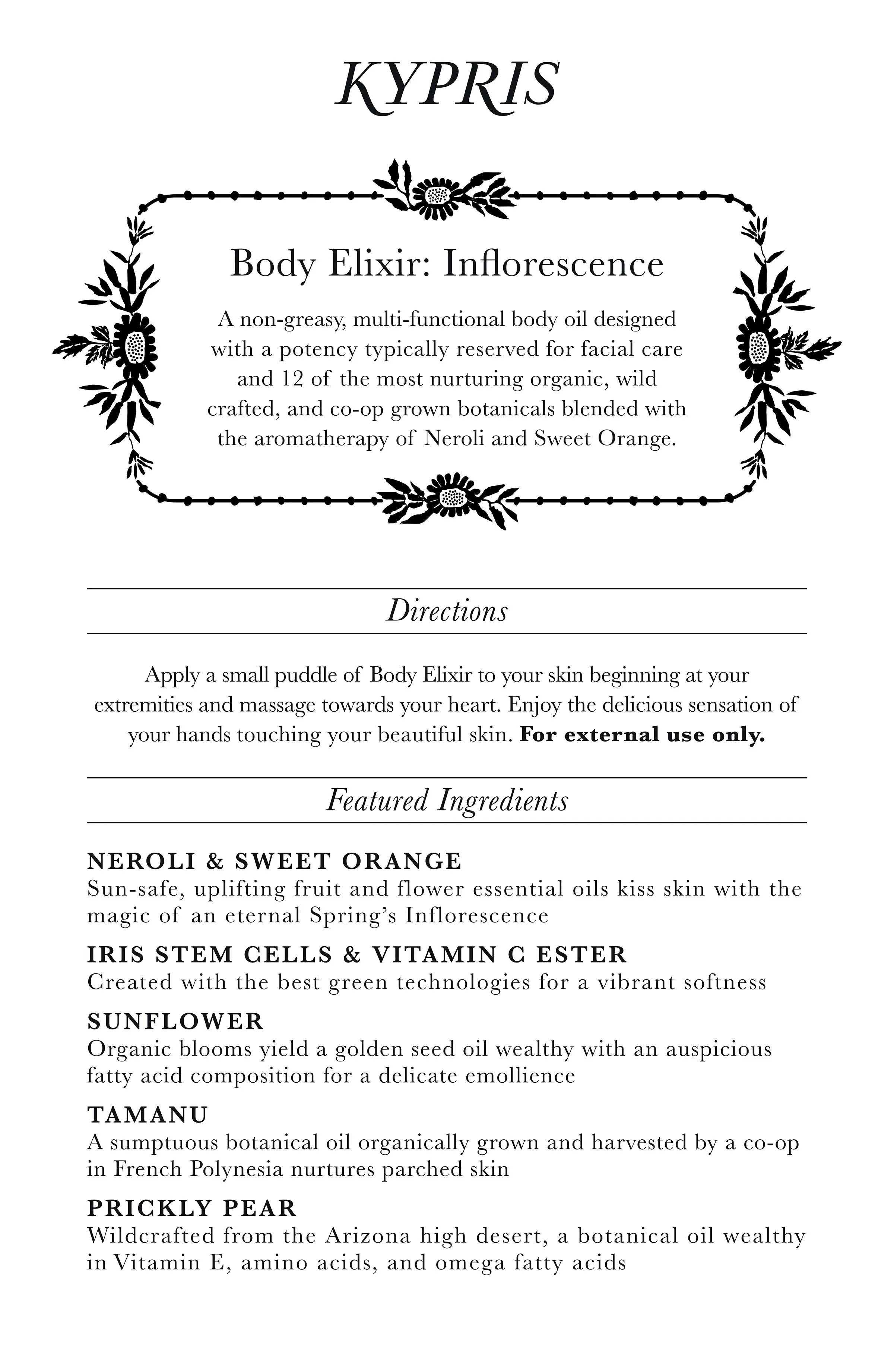 KYPRIS | Body Elixir | Inflorescence Potent Nurturing Body Oil