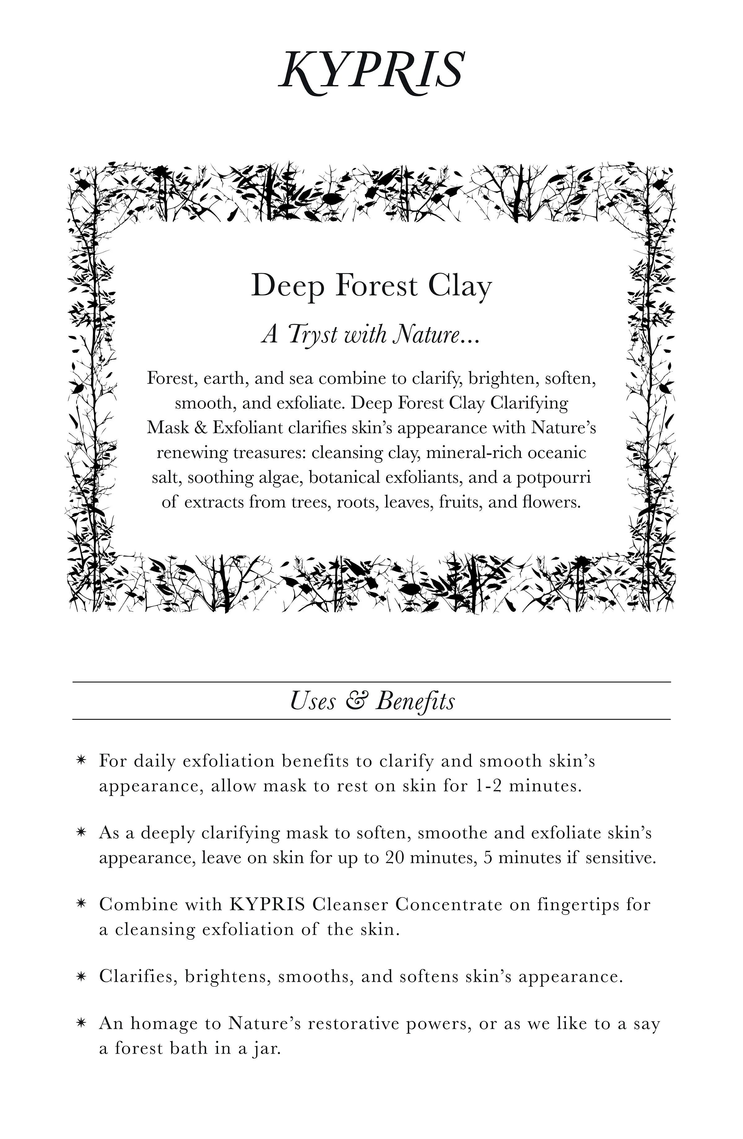 KYPRIS | Deep Forest Clay | Clarifying Exfoliation Mask