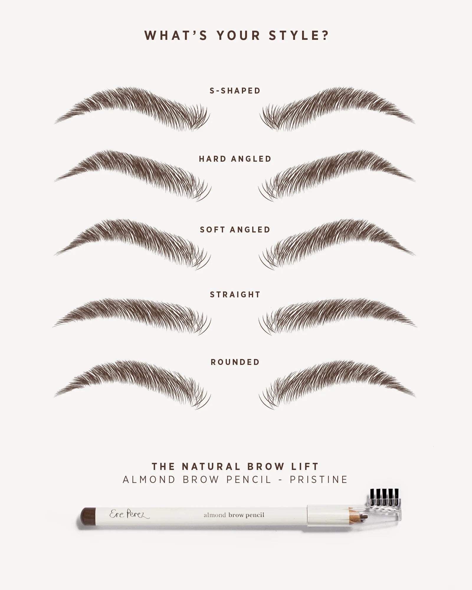 Ere Perez | Almond Brow Pencil Eyebrow Shape Chart