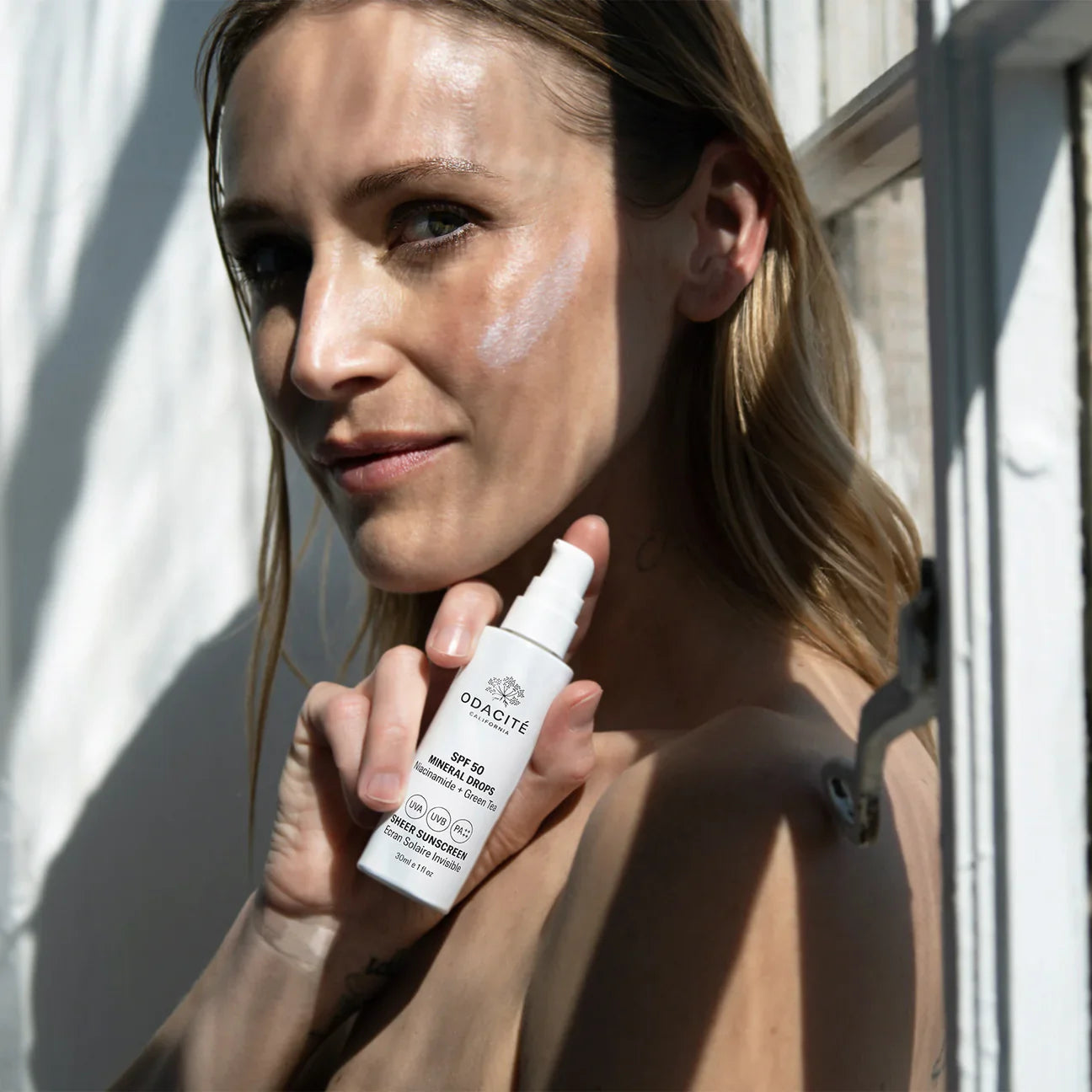 Odacité Skincare | SPF 50 Sheer Sunscreen Mineral Drops | Niacinamide + Green Tea