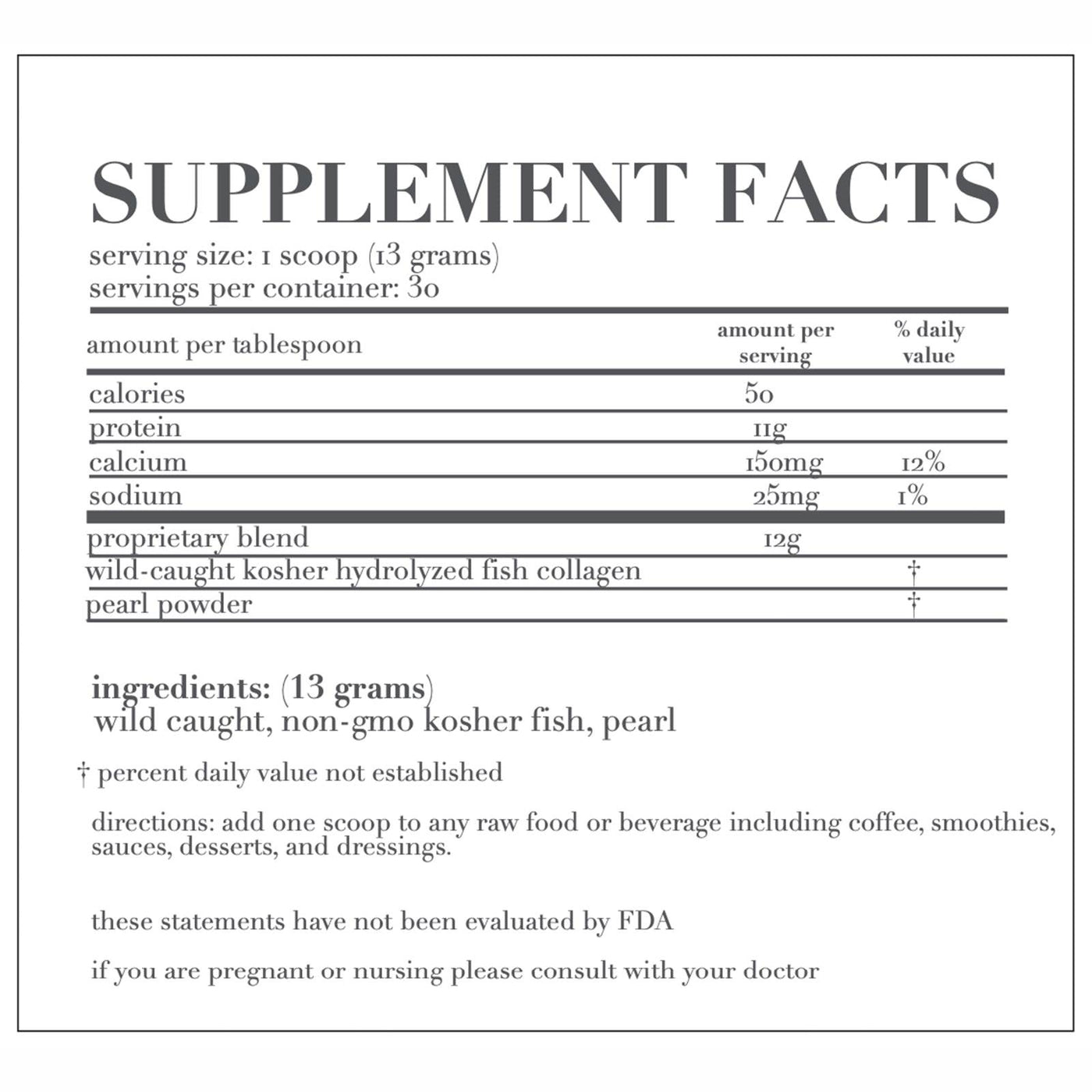 Agent Nateur holi (mane) marine collagen and pearl hair, skin, nails, 2 daily supplements combined Supplement Facts